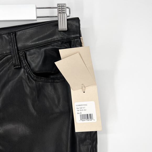 MOTHER NWT The Rambler Zip Ankle Pants Women’s Size 30 Black Faux Leather - Picture 4 of 9